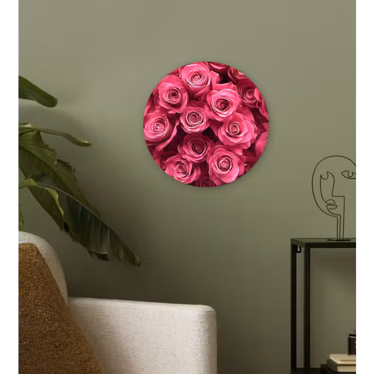 Rozen - Pink - Bloem Wandcirkel plexiglas klein -sfeer3