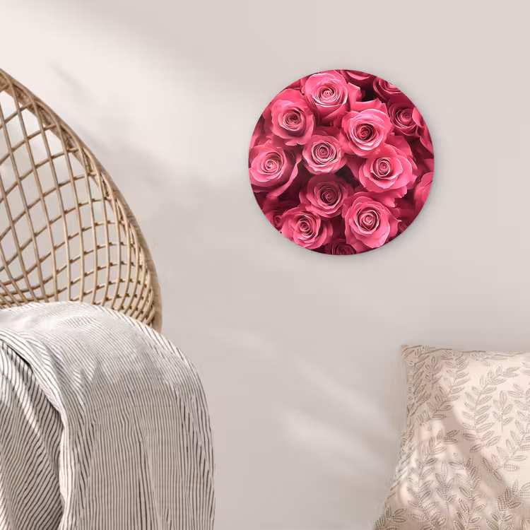 Rozen - Pink - Bloem Wandcirkel plexiglas klein -sfeer5