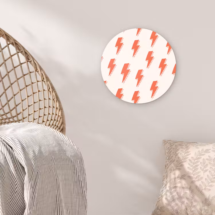 Rood - Bliksem - Roze Wandcirkel plexiglas klein 852 -sfeer5