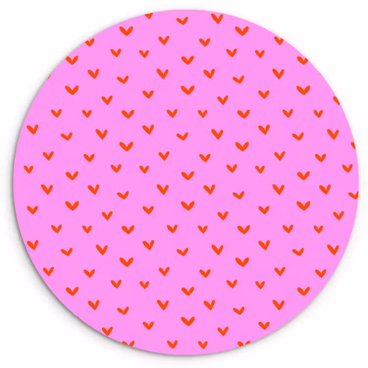 Rood - Hartjes - Roze - Patroon Wandcirkel plexiglas klein 852 -3d