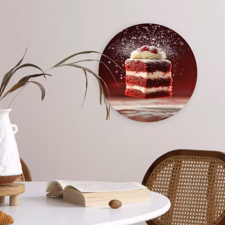 Rode - Velvet - Taart - Eten Wandcirkel plexiglas klein -sfeer4