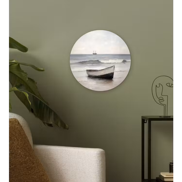 Roeiboot - Zee - Horizon Wandcirkel plexiglas klein -sfeer3