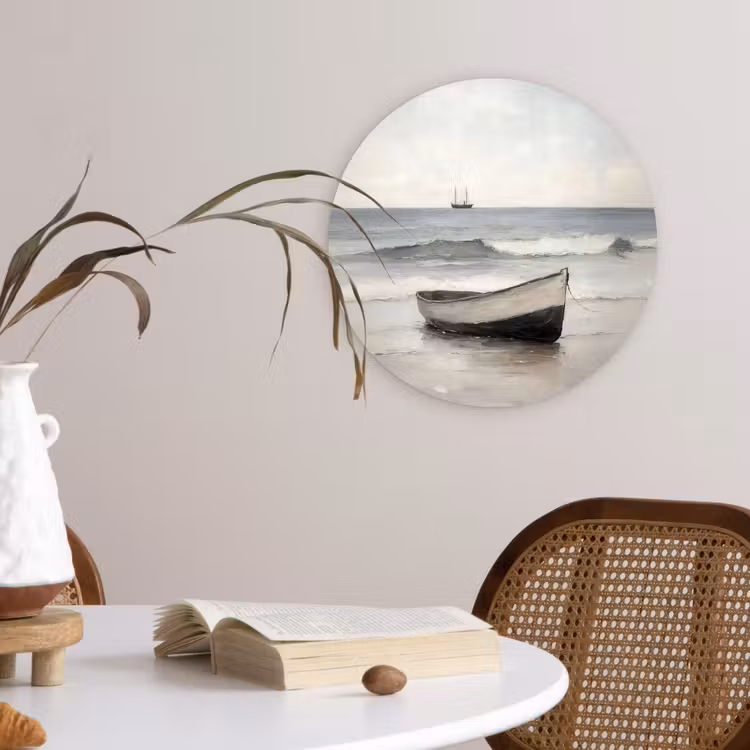 Roeiboot - Zee - Horizon Wandcirkel plexiglas klein -sfeer4