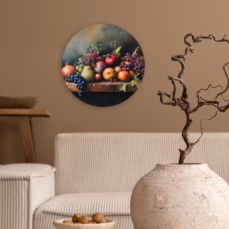 Rustiek - Stilleven - Fruit Wandcirkel plexiglas klein -sfeer1