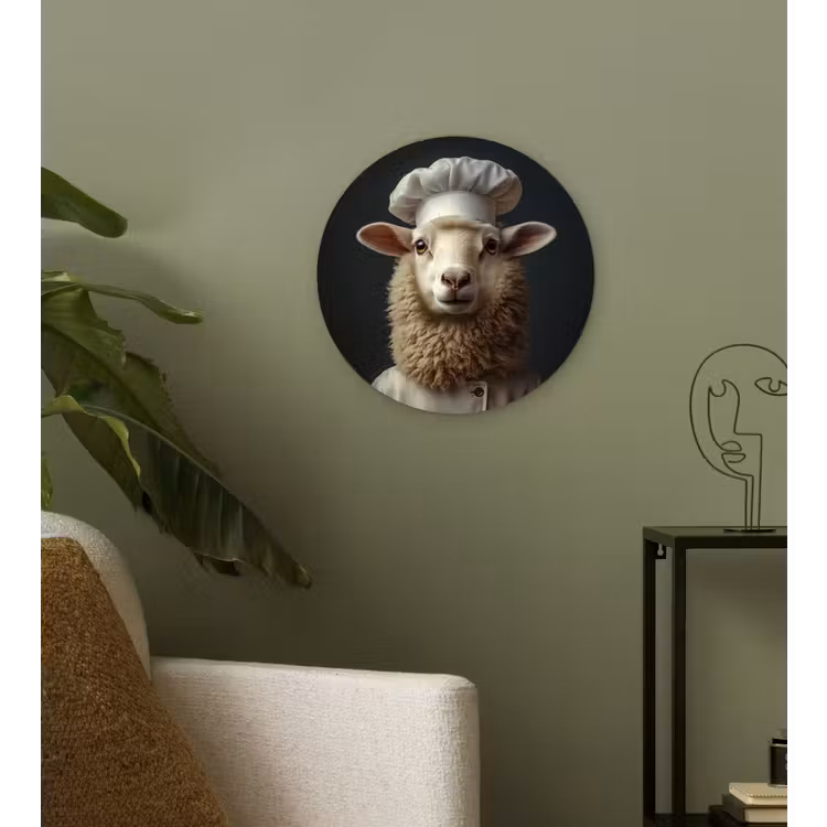 Schaap - Wol - Kok Wandcirkel plexiglas klein -sfeer3