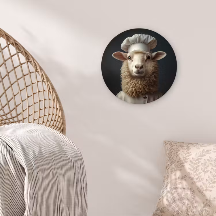 Schaap - Wol - Kok Wandcirkel plexiglas klein -sfeer5