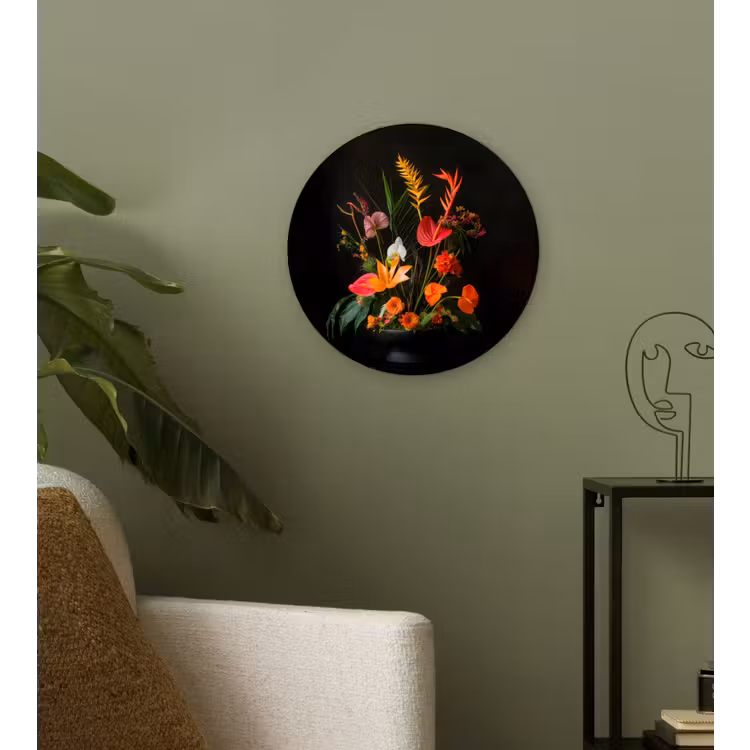 Schaal - Boeket - Bloemen Wandcirkel plexiglas klein -sfeer3