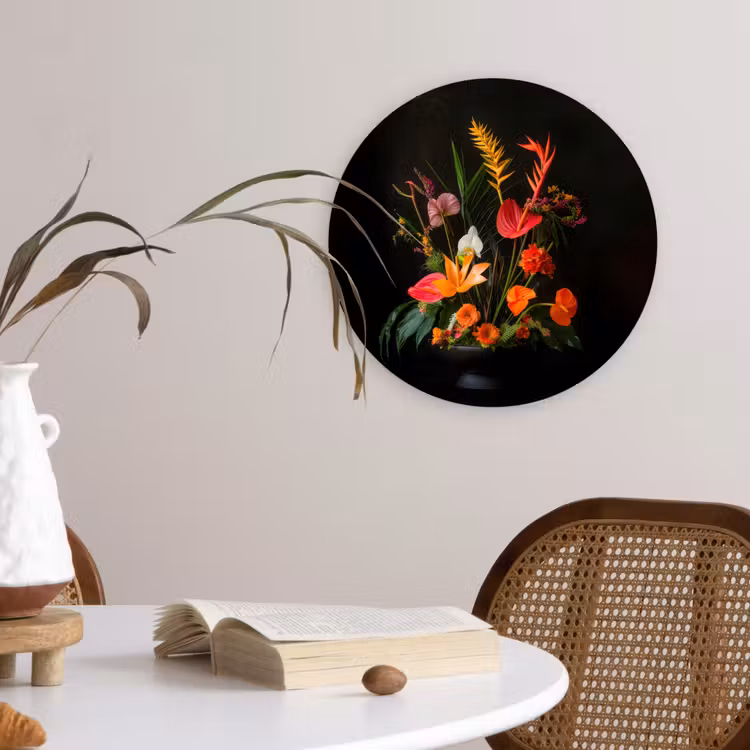 Schaal - Boeket - Bloemen Wandcirkel plexiglas klein -sfeer4