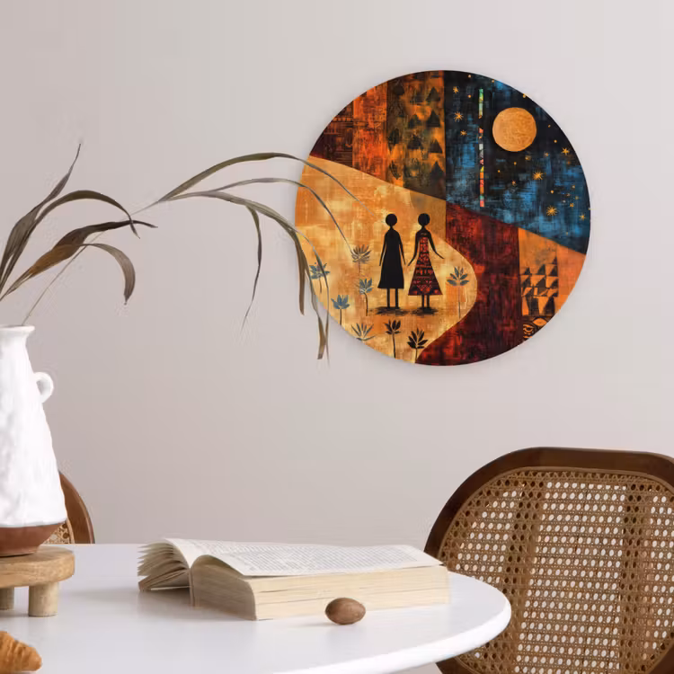 Silhouetten - Abstract - Zon - Maan Wandcirkel plexiglas klein -sfeer4