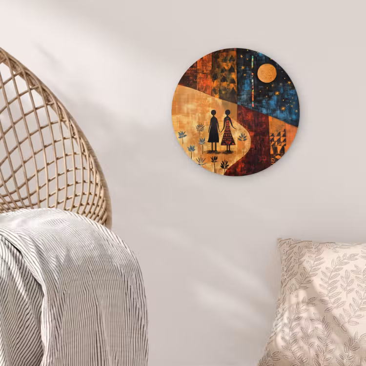 Silhouetten - Abstract - Zon - Maan Wandcirkel plexiglas klein -sfeer5