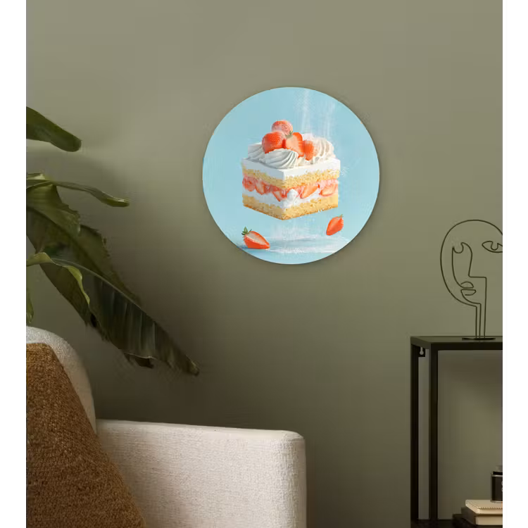Slagroom - Taart - Blauw - Eten Wandcirkel plexiglas klein -sfeer3
