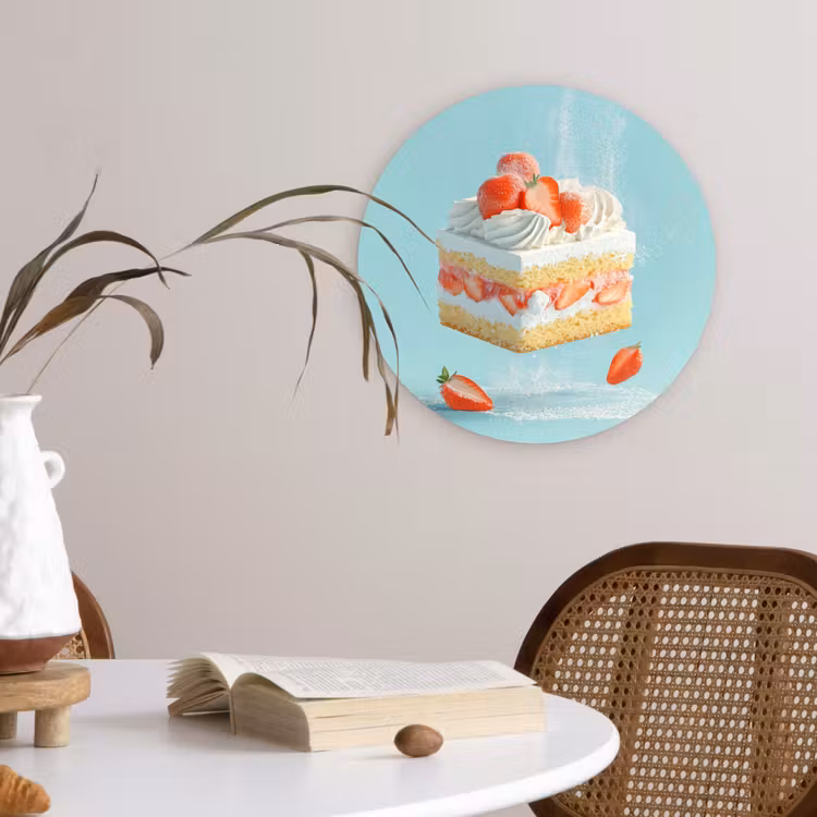 Slagroom - Taart - Blauw - Eten Wandcirkel plexiglas klein -sfeer4