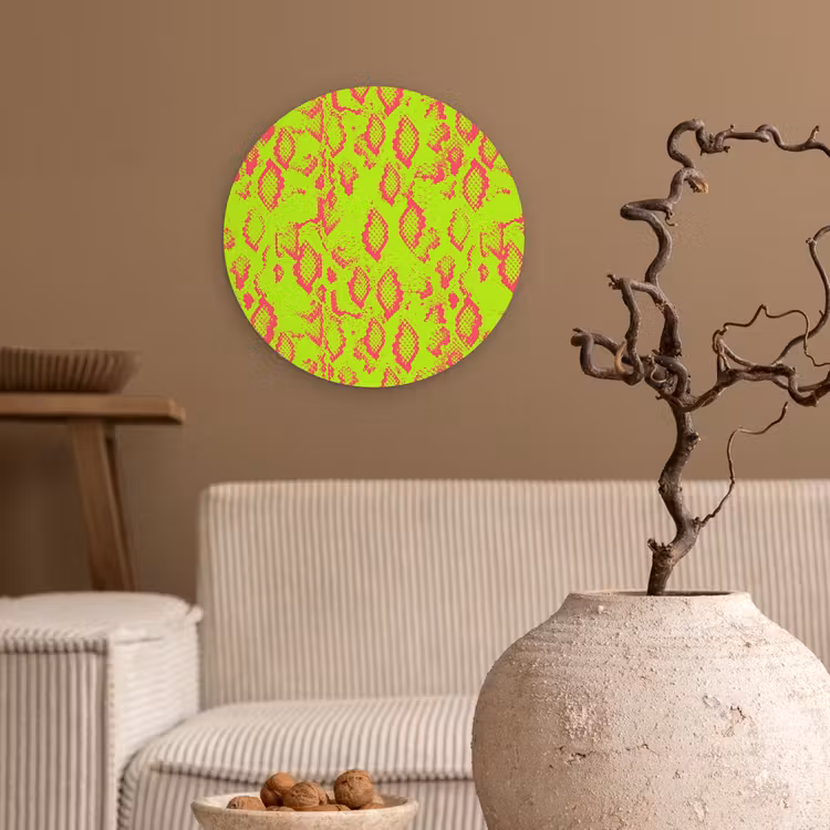Slang - Neon - Groen - Roze Wandcirkel plexiglas klein 852 -sfeer1