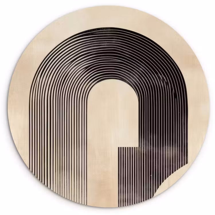 Boog - Strepen - Minimalistisch - Zwart Wandcirkel plexiglas klein -3d