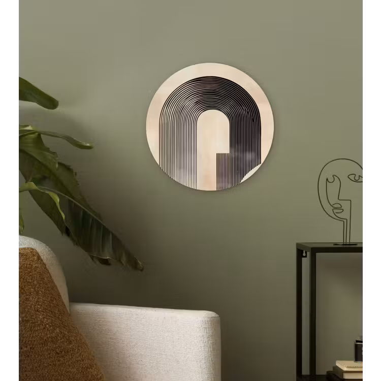 Boog - Strepen - Minimalistisch - Zwart Wandcirkel plexiglas klein -sfeer3