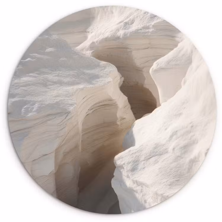 Kloof - Wit - Sneeuw Wandcirkel plexiglas klein -3d