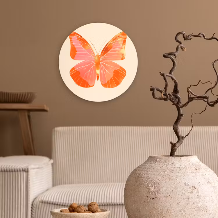 Vlinder - Minimalistisch - Roze Wandcirkel plexiglas klein -sfeer1