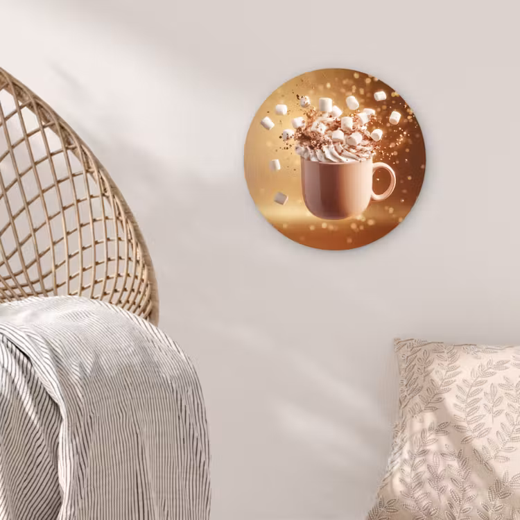 Chocomelk - Drinken - Warm - Bruin Wandcirkel plexiglas klein -sfeer5