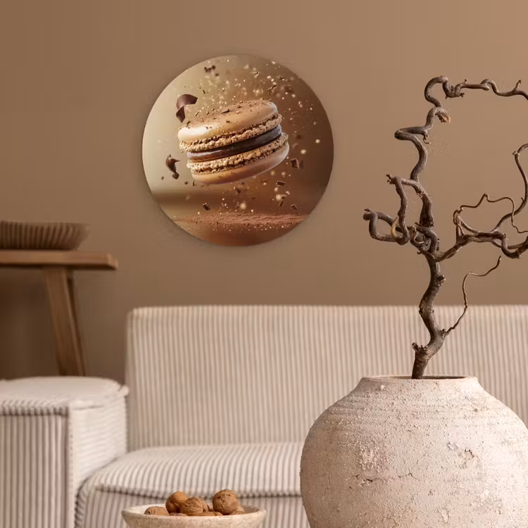Chocolade - Macarons - Eten - Snoep Wandcirkel plexiglas klein -sfeer1