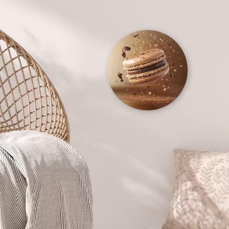 Chocolade - Macarons - Eten - Snoep Wandcirkel plexiglas klein -sfeer5