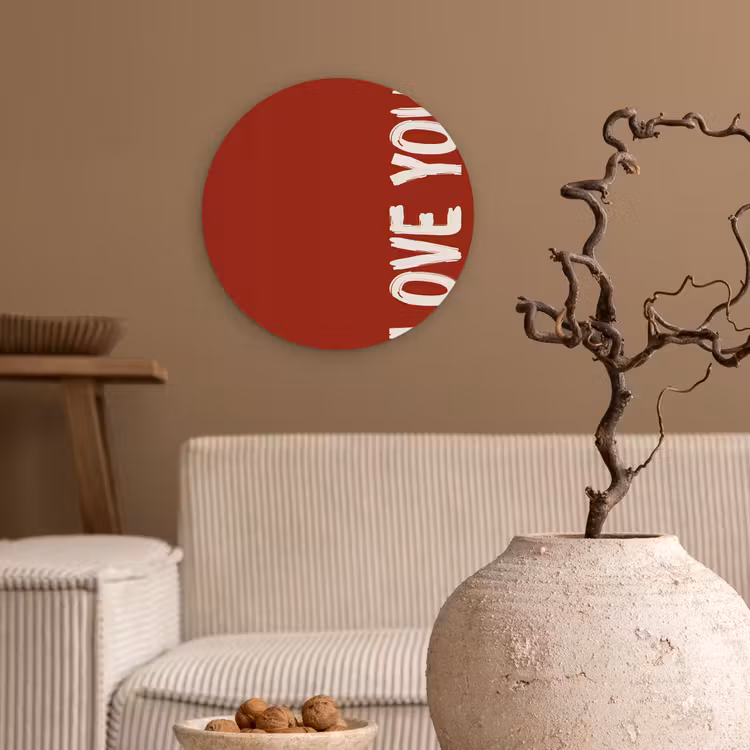 Schuin - Loveyou - Rood Wandcirkel plexiglas klein -sfeer1
