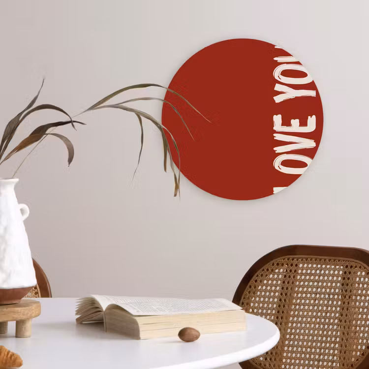 Schuin - Loveyou - Rood Wandcirkel plexiglas klein -sfeer4