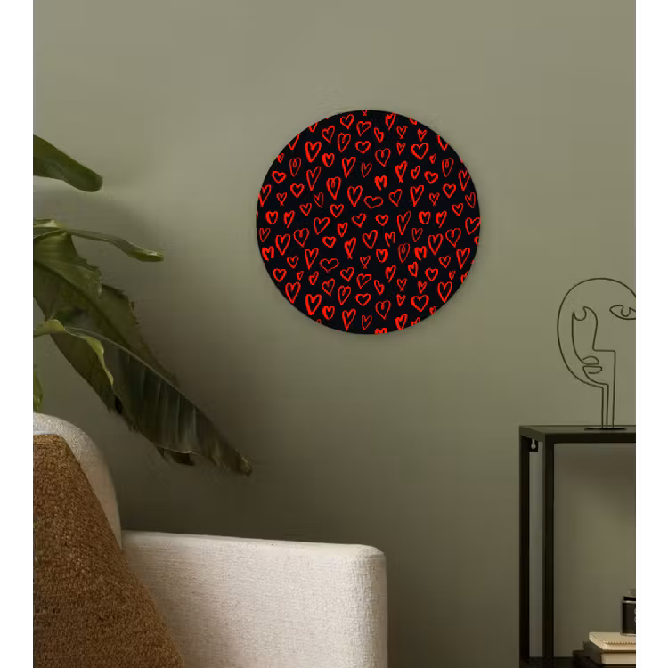 Zwart - Harten - Rood Wandcirkel plexiglas klein 852 -sfeer3