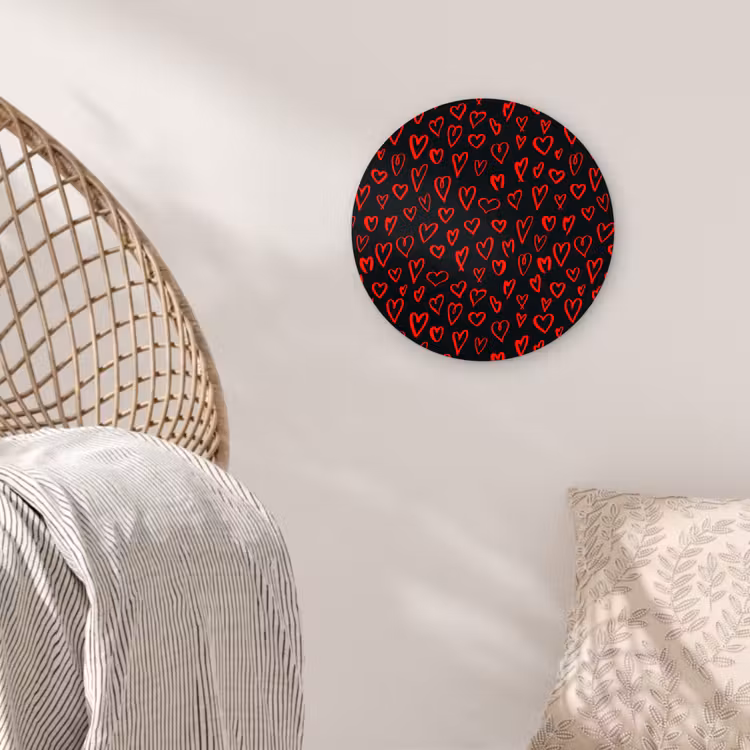 Zwart - Harten - Rood Wandcirkel plexiglas klein 852 -sfeer5