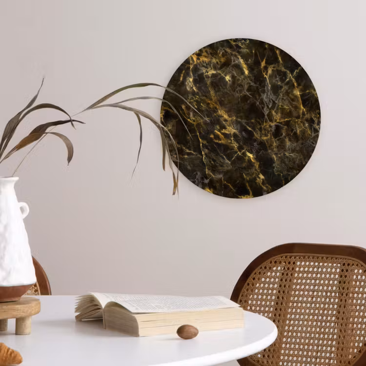 Zwart - Marmer - Goud Wandcirkel plexiglas klein 852 -sfeer4