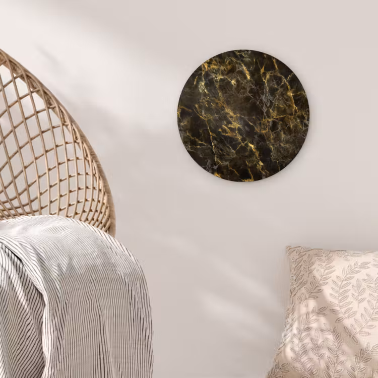 Zwart - Marmer - Goud Wandcirkel plexiglas klein 852 -sfeer5