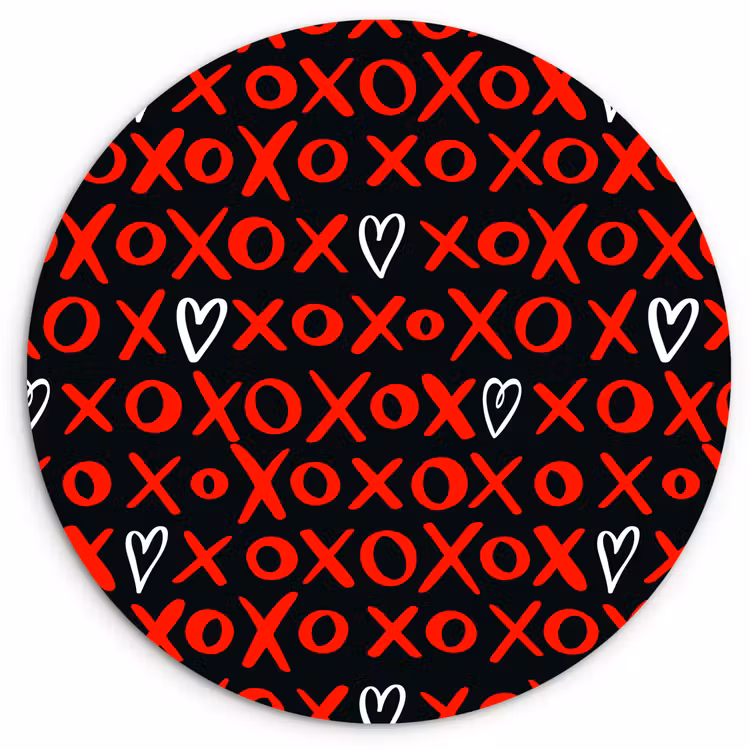 Zwart - Rood - Contrast - Liefde Wandcirkel plexiglas klein 852 -3d
