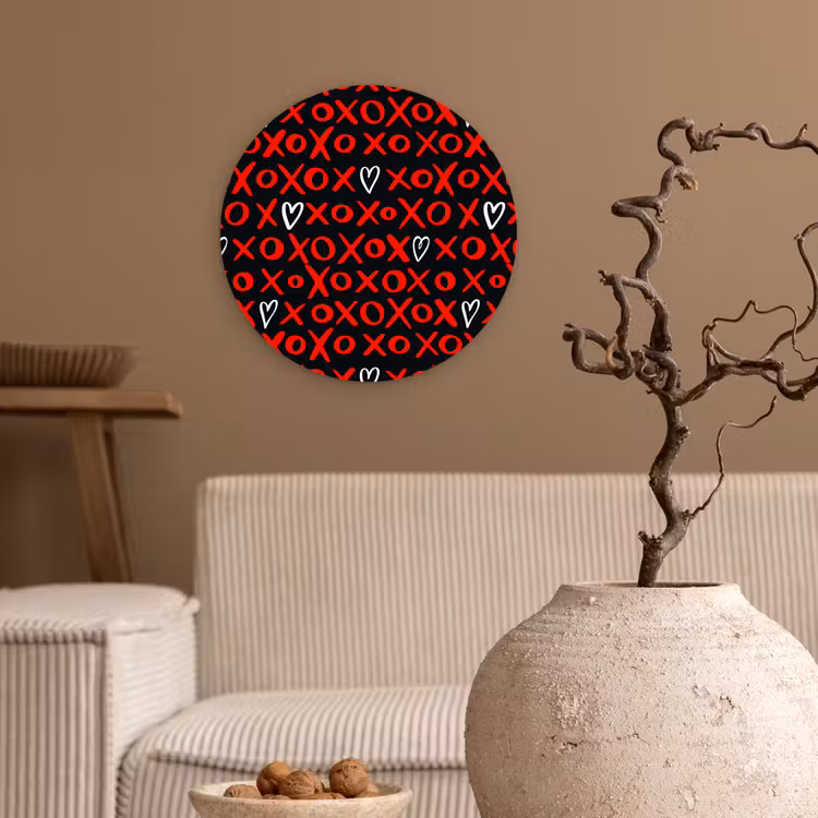 Zwart - Rood - Contrast - Liefde Wandcirkel plexiglas klein 852 -sfeer1