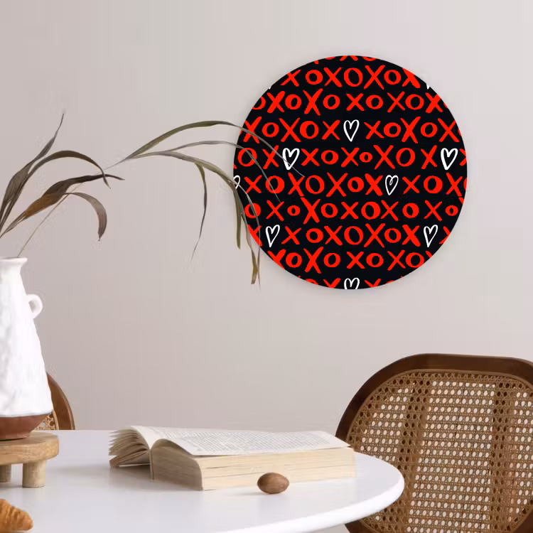 Zwart - Rood - Contrast - Liefde Wandcirkel plexiglas klein 852 -sfeer4