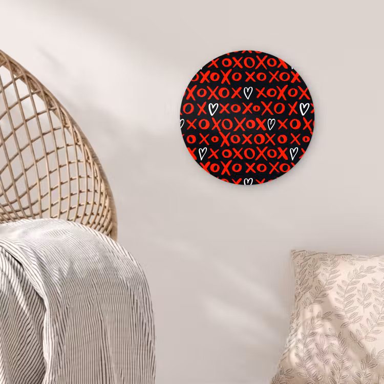 Zwart - Rood - Contrast - Liefde Wandcirkel plexiglas klein 852 -sfeer5