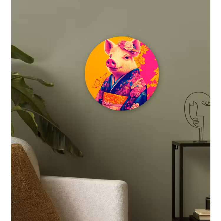 Varken - Bloemkroon - Kimono - Abstract Wandcirkel plexiglas klein -sfeer3