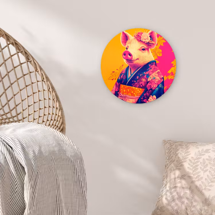 Varken - Bloemkroon - Kimono - Abstract Wandcirkel plexiglas klein -sfeer5