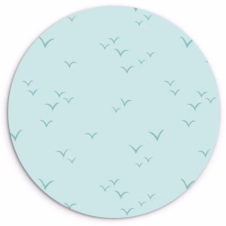 Meeuwen - Mint - Patroon Wandcirkel plexiglas klein 852 -3d