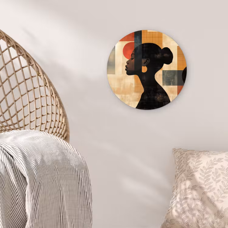 Zijaanzicht - Vrouw - Vormen Wandcirkel plexiglas klein -sfeer5