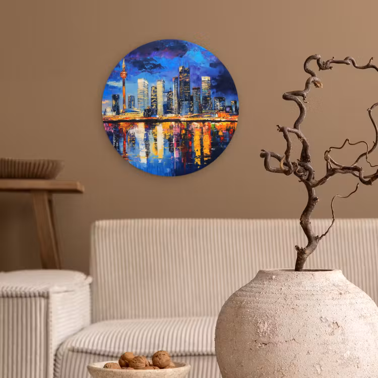 Skyline Toronto - Modern - Stadslicht - Blauw Wandcirkel plexiglas klein -sfeer1
