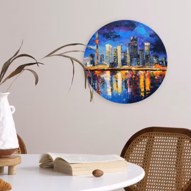 Skyline Toronto - Modern - Stadslicht - Blauw Wandcirkel plexiglas klein -sfeer4
