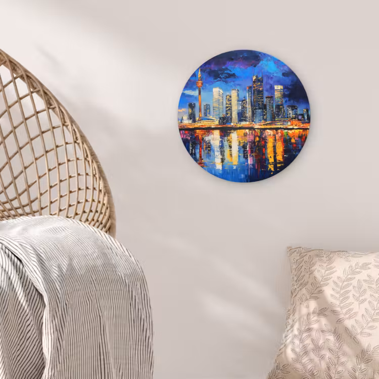 Skyline Toronto - Modern - Stadslicht - Blauw Wandcirkel plexiglas klein -sfeer5