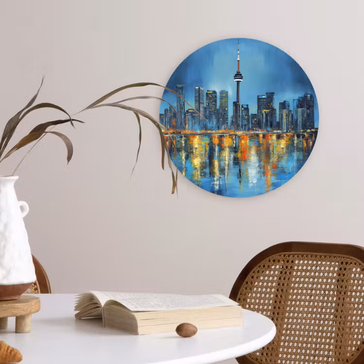 Skyline Toronto - Water - Stadslichten - Toren Wandcirkel plexiglas klein -sfeer4