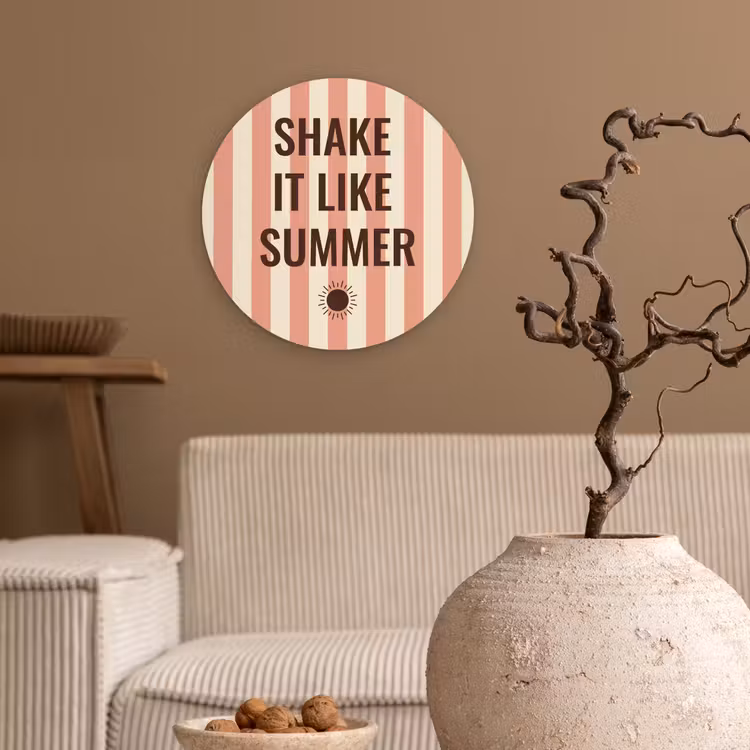 Zomer - Quote - Strepen Wandcirkel plexiglas klein -sfeer1