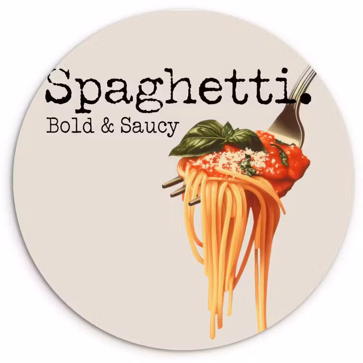 Spaghetti - tomatensaus - Parmezaanse kaas Wandcirkel plexiglas klein -3d