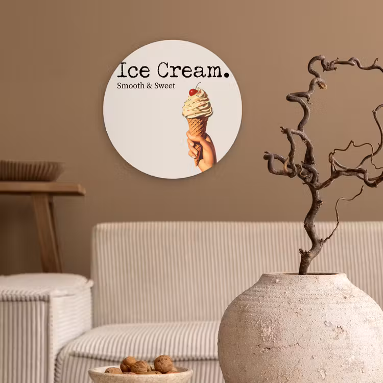 Ice cream - Softijs - Kleurrijk - Kers Wandcirkel plexiglas klein -sfeer1
