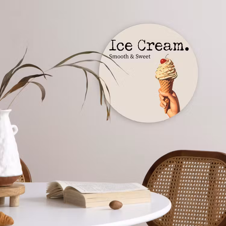 Ice cream - Softijs - Kleurrijk - Kers Wandcirkel plexiglas klein -sfeer4