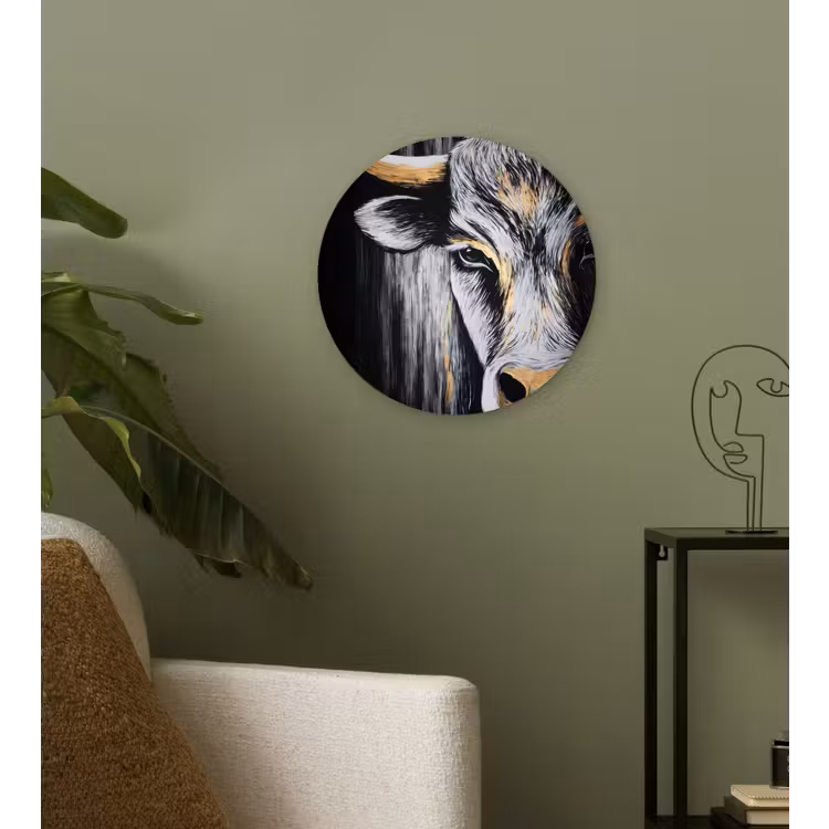 Stier - Hoorns - Snuit - Goud Wandcirkel plexiglas klein -sfeer3