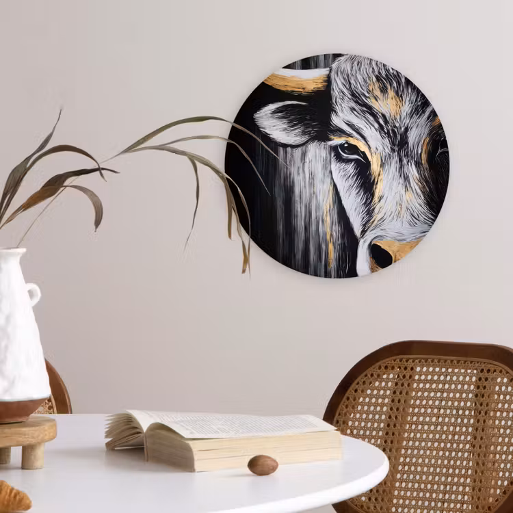 Stier - Hoorns - Snuit - Goud Wandcirkel plexiglas klein -sfeer4