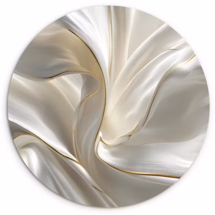 Stof - Plooien - Goud Wandcirkel plexiglas klein -3d