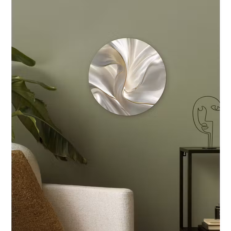 Stof - Plooien - Goud Wandcirkel plexiglas klein -sfeer3